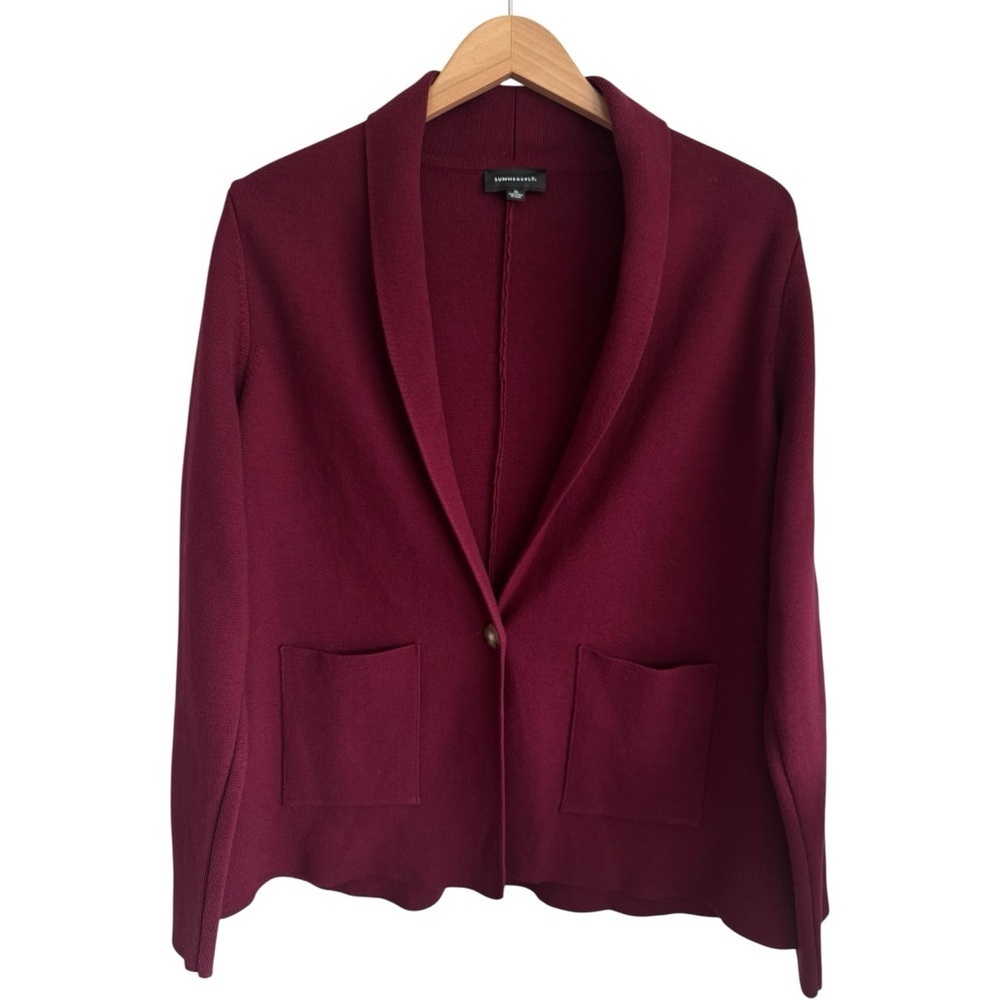 SUMMERSALT Shawl Collar Sweater Blazer Cardigan | Maroon Button Front Pockets XL - Picture 6 of 8
